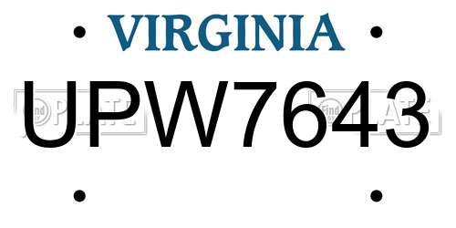 UPW7643 Virginia License Plate