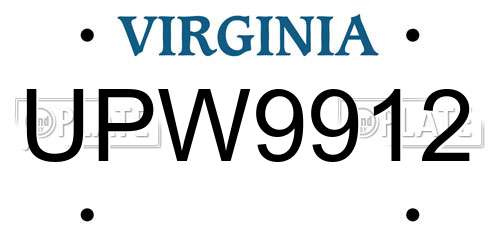 UPW9912 Virginia License Plate
