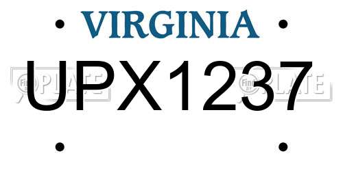 UPX1237 Virginia License Plate