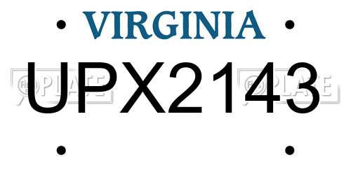 UPX2143 Virginia License Plate