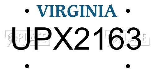 UPX2163 Virginia License Plate