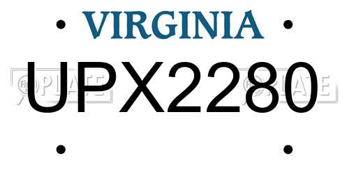 UPX2280 Virginia License Plate