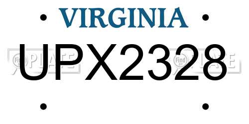 UPX2328 Virginia License Plate