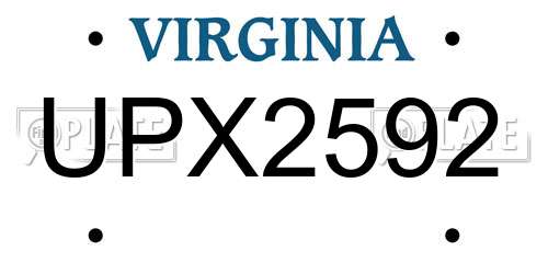 UPX2592 Virginia License Plate