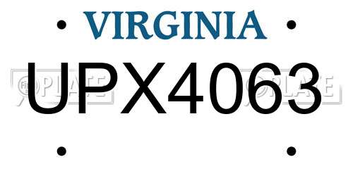 UPX4063 Virginia License Plate