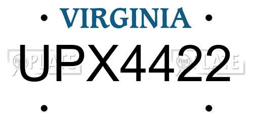 UPX4422 Virginia License Plate
