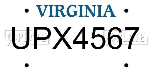 UPX4567 Virginia License Plate