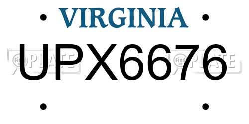 UPX6676 Virginia License Plate