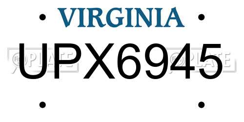 UPX6945 Virginia License Plate