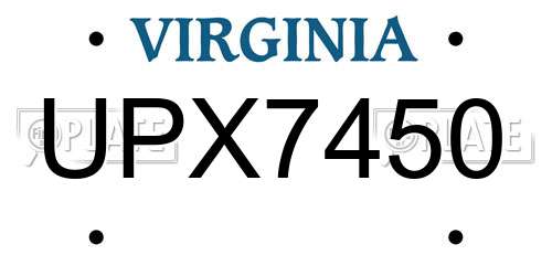 UPX7450 Virginia License Plate
