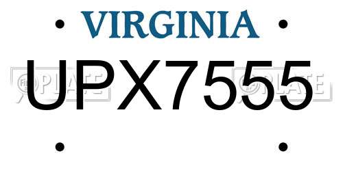 UPX7555 Virginia License Plate