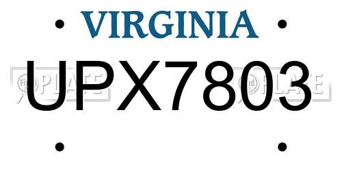 UPX7803 Virginia License Plate