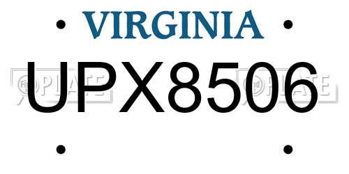 UPX8506 Virginia License Plate