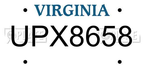 UPX8658 Virginia License Plate