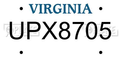 UPX8705 Virginia License Plate
