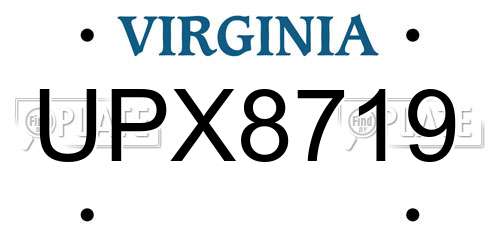 UPX8719 Virginia License Plate
