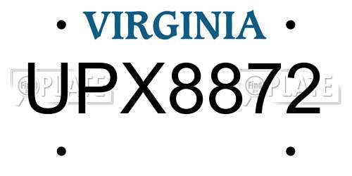 UPX8872 Virginia License Plate