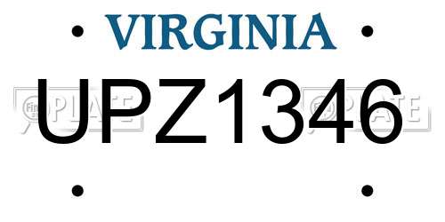UPZ1346 Virginia License Plate