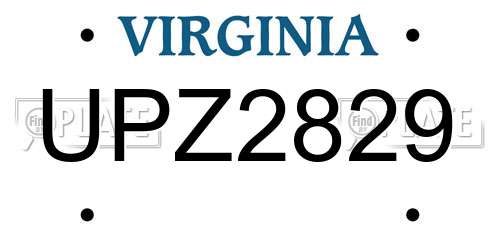 UPZ2829 Virginia License Plate