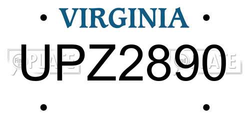 UPZ2890 Virginia License Plate