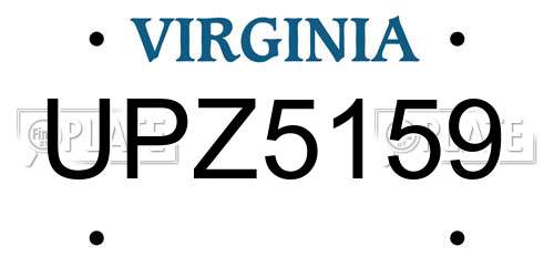 UPZ5159 Virginia License Plate