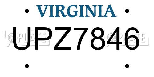 UPZ7846 Virginia License Plate