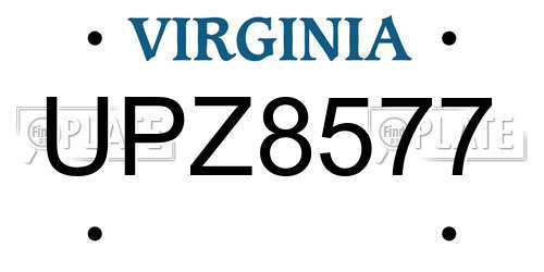 UPZ8577 Virginia License Plate