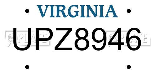 UPZ8946 Virginia License Plate