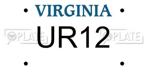 UR12 Virginia License Plate