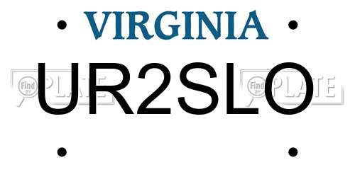 UR2SLO Virginia License Plate