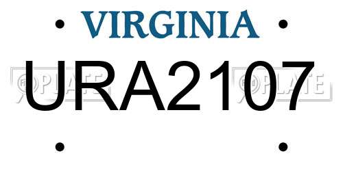 URA2107 Virginia License Plate