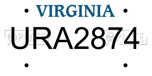 URA2874 Virginia License Plate