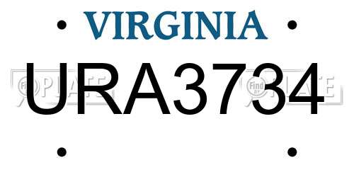 URA3734 Virginia License Plate