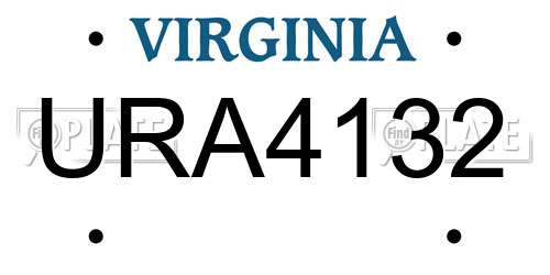 URA4132 Virginia License Plate