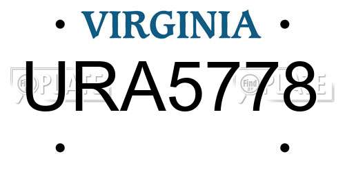 URA5778 Virginia License Plate