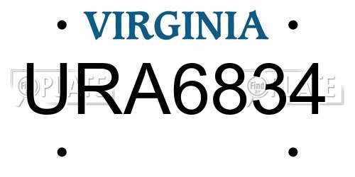 URA6834 Virginia License Plate