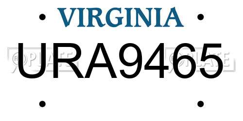 URA9465 Virginia License Plate