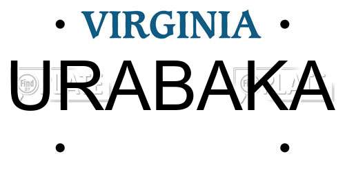 URABAKA Virginia License Plate