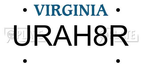 URAH8R Virginia License Plate