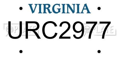 URC2977 Virginia License Plate