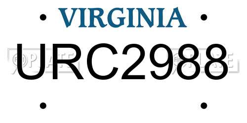 URC2988 Virginia License Plate
