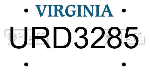 URD3285 Virginia License Plate