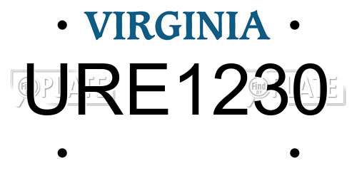 URE1230 Virginia License Plate