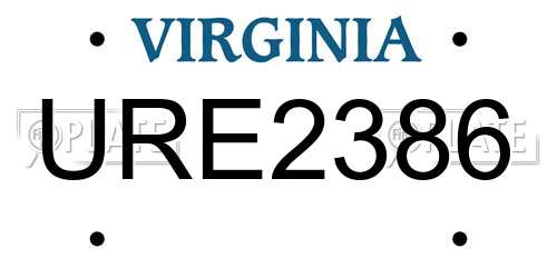 URE2386 Virginia License Plate