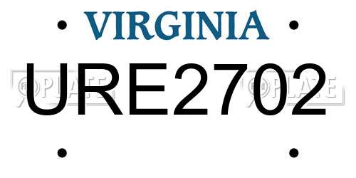 URE2702 Virginia License Plate