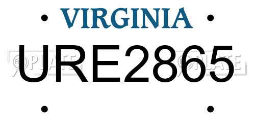 URE2865 Virginia License Plate
