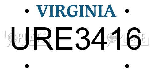 URE3416 Virginia License Plate