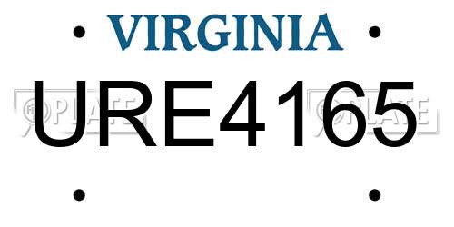 URE4165 Virginia License Plate
