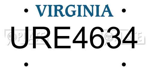 URE4634 Virginia License Plate