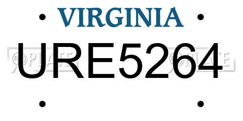 URE5264 Virginia License Plate